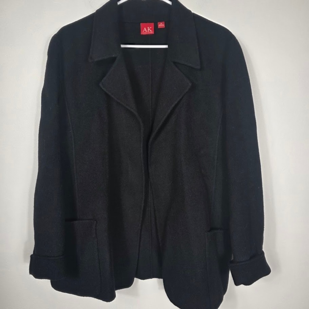 Anne Klein Black Blazer Jacket Open Front Pockets Womens Size Medium